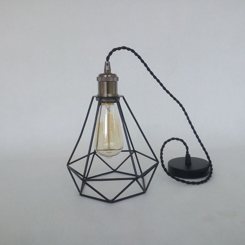 Industrial Style Mini Pendant Lighting With Cage Shade - 1 Light Black/Bronze Metal Ceiling Lamp