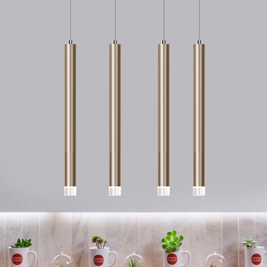 Modern Gold Flute Ceiling Pendant Light For Bar Counter - Led Warm/White 12’/19.5’/23.5’ Height