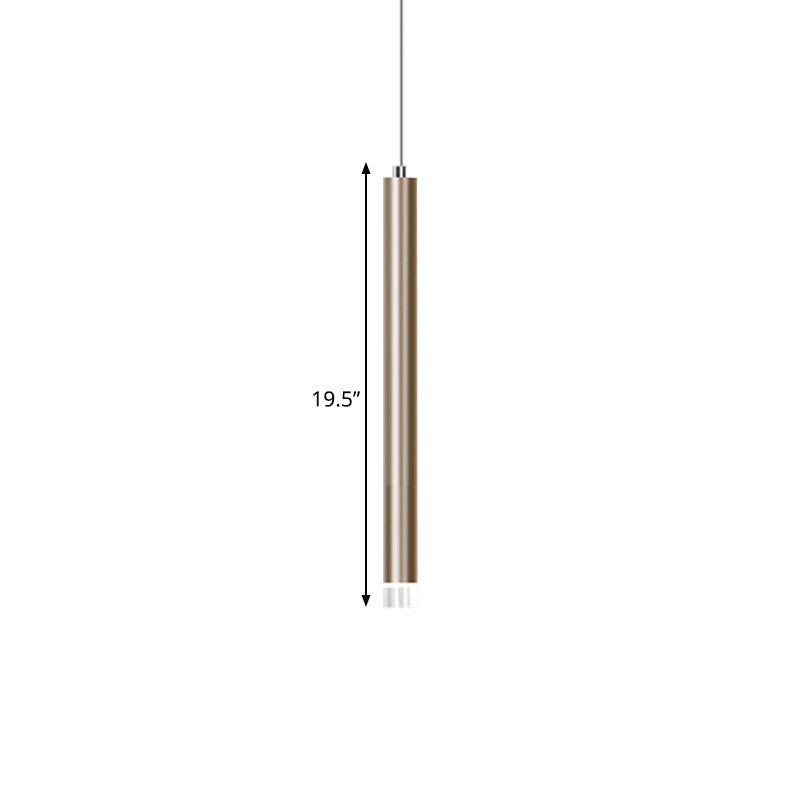 Modern Metal Flute Pendant Light - 1 Head Gold Led For Bar Counter Warm/White 12/19.5/23.5 Height