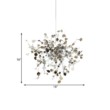 Silver Metal Led Pendant Light - Modern Sputnik Design For Living Room Ceiling