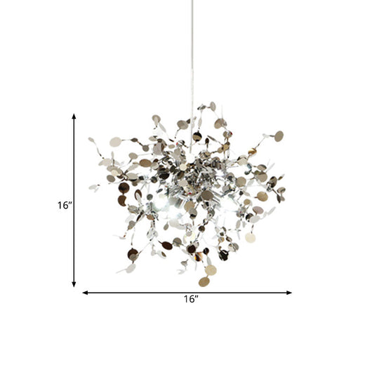 Silver Metal Led Pendant Light - Modern Sputnik Design For Living Room Ceiling