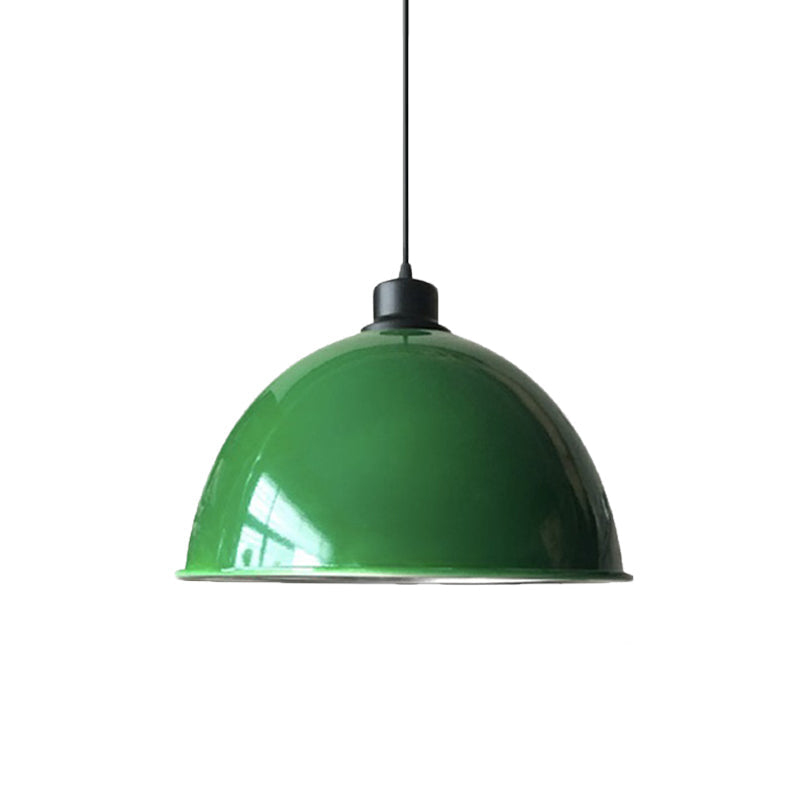 Industrial Style Domed Aluminum Ceiling Fixture - 12.5’/14’ Corded Hanging Lamp In Black/Red