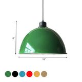 Industrial Style Domed Aluminum Ceiling Fixture With Cord - 12.5/14 W 1 Head Restaurant Hanging Lamp