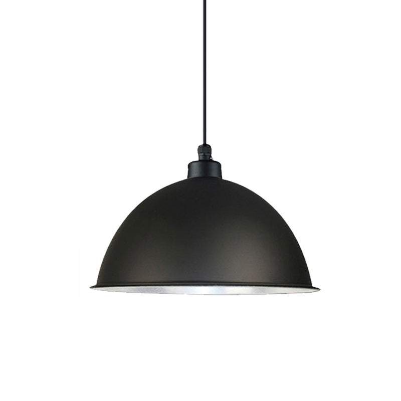 Industrial Style Domed Aluminum Ceiling Fixture - 12.5’/14’ Corded Hanging Lamp In Black/Red
