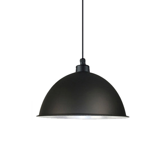 Industrial Style Domed Aluminum Ceiling Fixture - 12.5’/14’ Corded Hanging Lamp In Black/Red