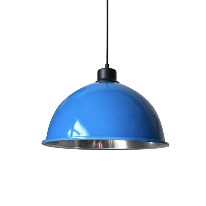 Industrial Style Domed Aluminum Ceiling Fixture - 12.5’/14’ Corded Hanging Lamp In Black/Red