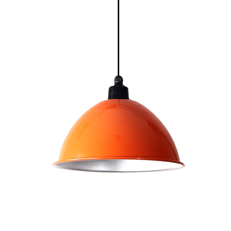 Industrial Style Domed Aluminum Ceiling Fixture - 12.5’/14’ Corded Hanging Lamp In Black/Red
