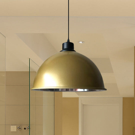 Industrial Style Domed Aluminum Ceiling Fixture - 12.5’/14’ Corded Hanging Lamp In Black/Red