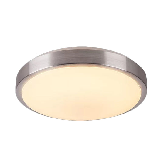 Modern Aluminum Flush Ceiling Light With Acrylic Diffuser - Warm/White Led Silver Finish