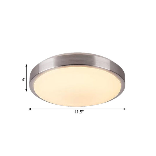 Modern Aluminum Flush Ceiling Light With Acrylic Diffuser - Warm/White Led Silver Finish