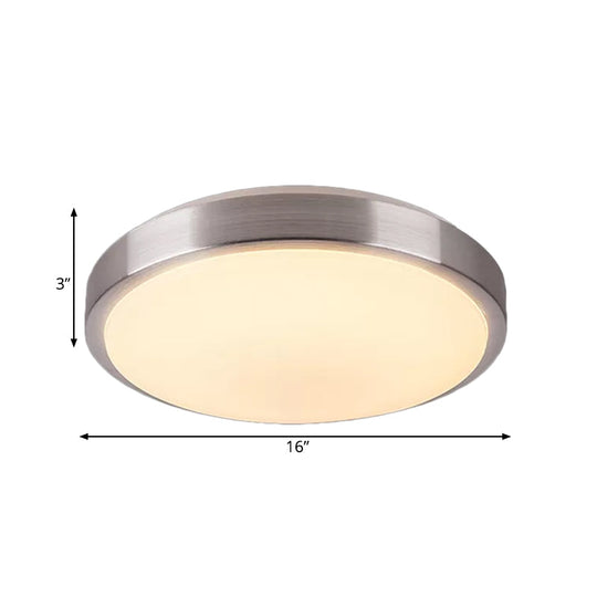 Modern Aluminum Flush Ceiling Light With Acrylic Diffuser - Warm/White Led Silver Finish
