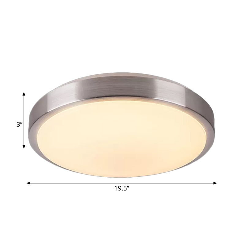 Modern Aluminum Flush Ceiling Light With Acrylic Diffuser - Warm/White Led Silver Finish