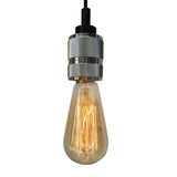 Metallic Exposed Bulb Pendant Light With Adjustable Cord - Industrial Style Copper/Black