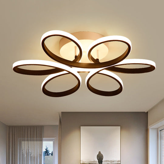 Modern Floral Led Black Flush Mount Light - 23’/29.5’/36’ Wide Semi-Mount Ceiling Fixture / 23’