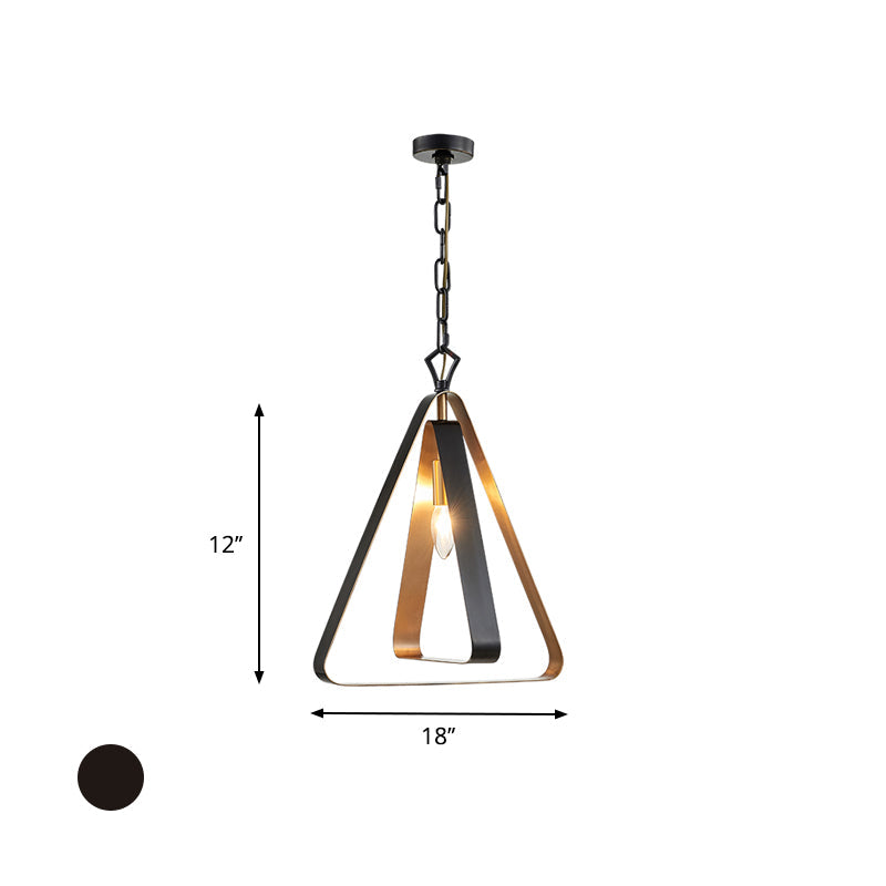 Black Vintage Style Open Cage Pendant Light With Triangle Design For Dining Room Ceiling Fixture’