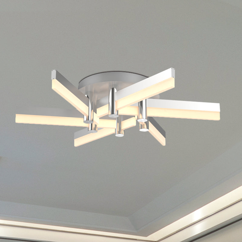 Semi - Mount Sputnik Ceiling Light With Acrylic Shade & Modern Silver Finish - Ideal For Indoor