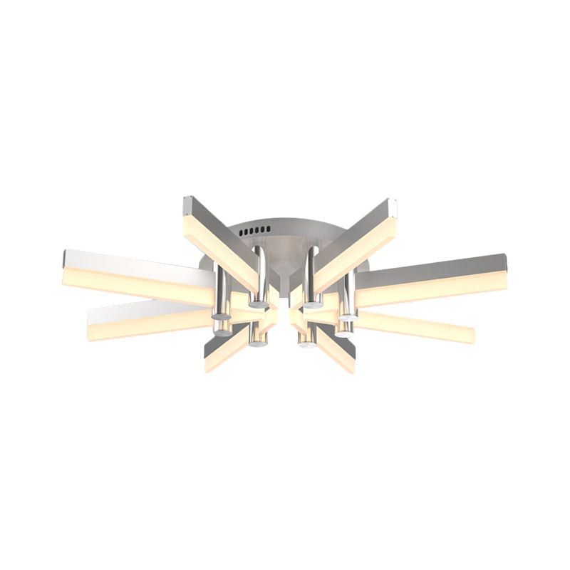 Semi - Mount Sputnik Ceiling Light With Acrylic Shade & Modern Silver Finish - Ideal For Indoor