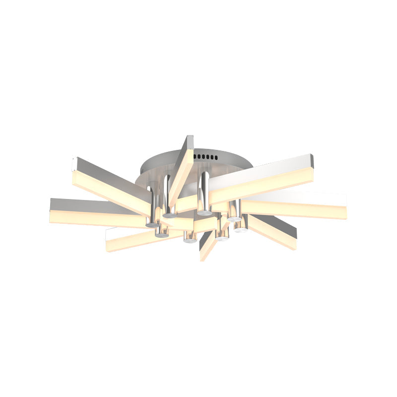 Semi - Mount Sputnik Ceiling Light With Acrylic Shade & Modern Silver Finish - Ideal For Indoor