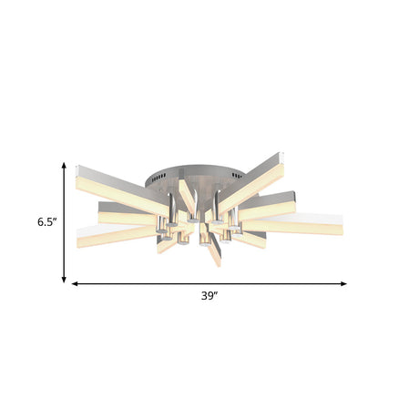 Semi-Mount Sputnik Ceiling Light With Acrylic Shade & Modern Silver Finish - Ideal For Indoor Spaces