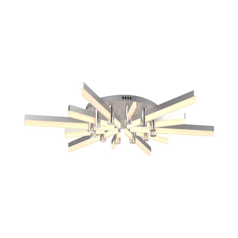 Semi - Mount Sputnik Ceiling Light With Acrylic Shade & Modern Silver Finish - Ideal For Indoor