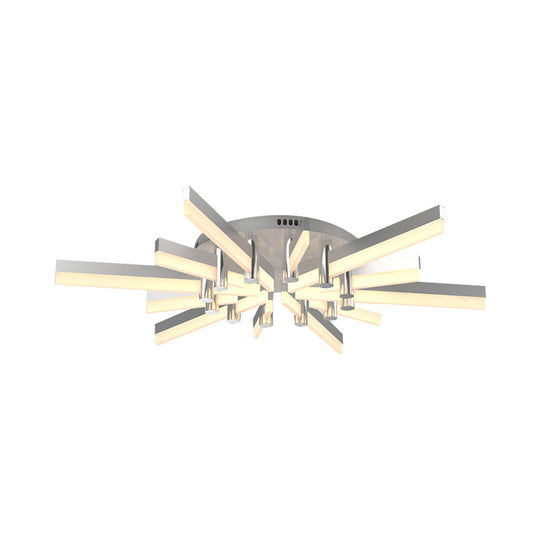 Semi - Mount Sputnik Ceiling Light With Acrylic Shade & Modern Silver Finish - Ideal For Indoor