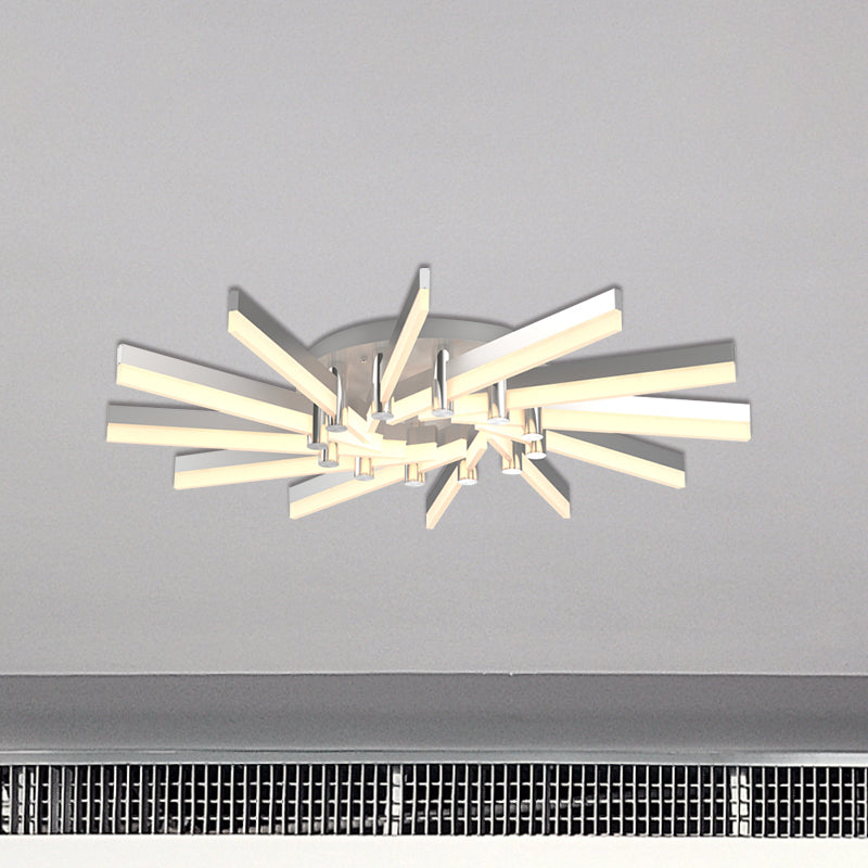 Semi - Mount Sputnik Ceiling Light With Acrylic Shade & Modern Silver Finish - Ideal For Indoor