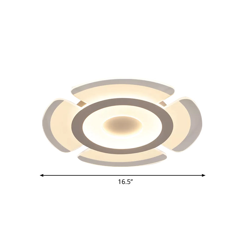 Simple Floral Acrylic Led Flush Ceiling Light - 8’/16.5’/20.5’ Wide Warm/White