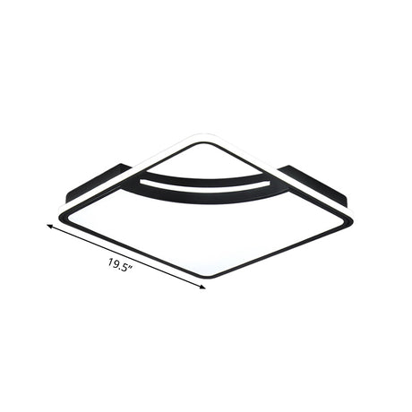 Sleek Black Flush Mount Led Ceiling Light For Bedroom - White/Warm Glow