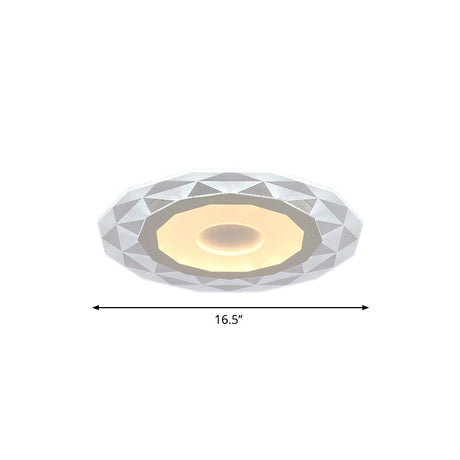 Modern Led Living Room Flush Mount Light With Diamond-Shaped Acrylic Shade - 16.5/20.5/24.5 Wide