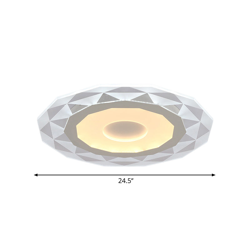 Modern Led Living Room Flush Mount Light With Diamond-Shaped Acrylic Shade -