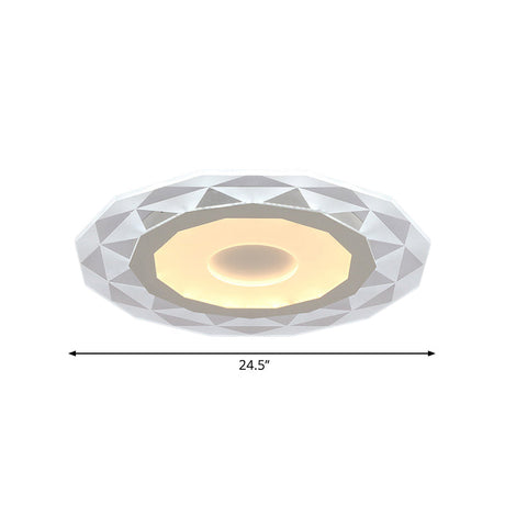 Modern Led Living Room Flush Mount Light With Diamond-Shaped Acrylic Shade - 16.5/20.5/24.5 Wide