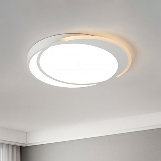 Modern Flush Mount Led Ceiling Light In White - Warm/White Lighting Square/Round Design / Round