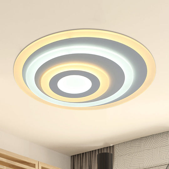 Ellipse Flushmount Acrylic Led Ceiling Fixture - 14’/19.5’/23.5’ Wide White Warm/White Light / 14’