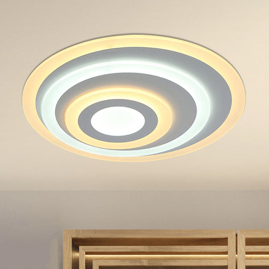 Ellipse Flushmount Acrylic Led Ceiling Fixture - 14’/19.5’/23.5’ Wide White Warm/White Light