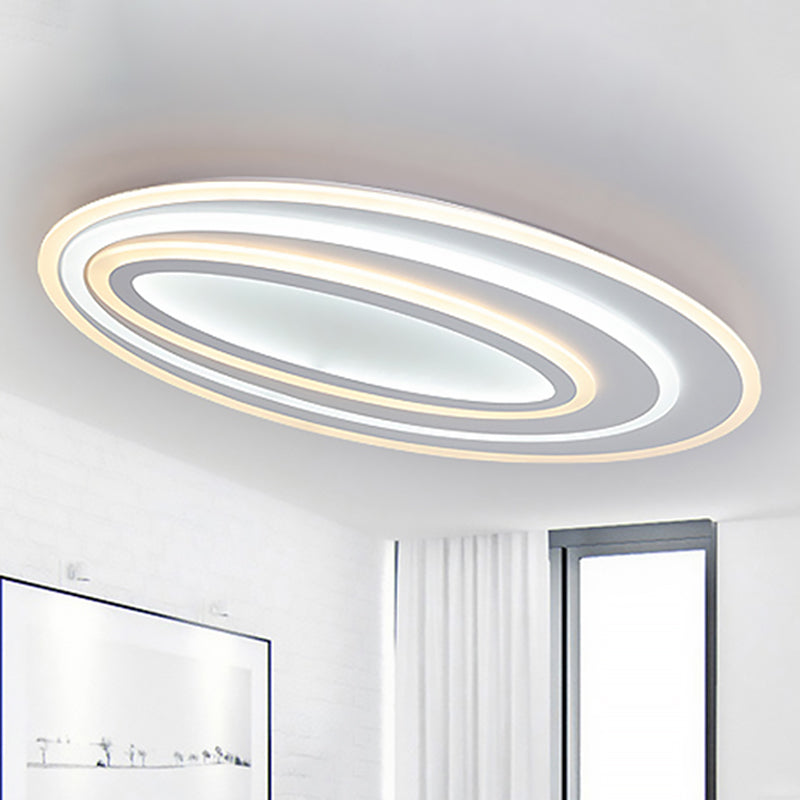 Oval Acrylic Led Flushmount Light - 19.5’/23.5’/31.5’ Wide Bedroom Ceiling Lamp In Warm/White