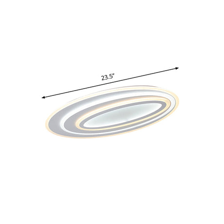 Oval Acrylic Led Flushmount Light - 19.5’/23.5’/31.5’ Wide Bedroom Ceiling Lamp In Warm/White
