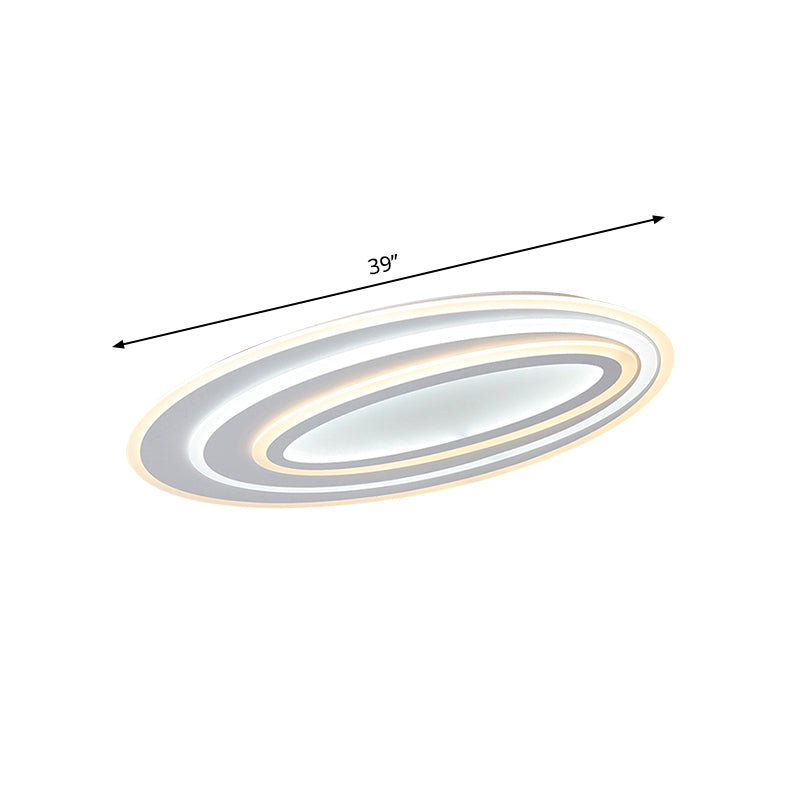 Oval Acrylic Led Flushmount Light - 19.5/23.5/31.5 Wide Bedroom Ceiling Lamp In Warm/White