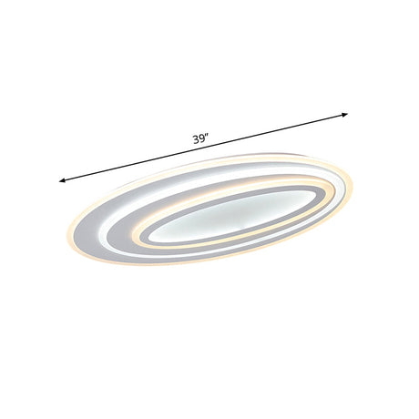 Oval Acrylic Led Flushmount Light - 19.5/23.5/31.5 Wide Bedroom Ceiling Lamp In Warm/White