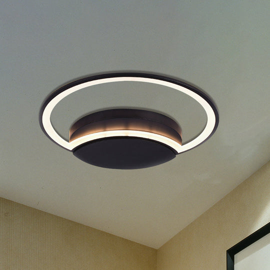 Led Bedroom Ceiling Light - 16’/19.5’/23.5’ Wide Circle Acrylic Shade In White/Black Warm/White
