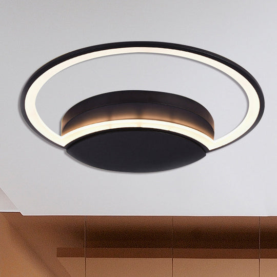 Led Bedroom Ceiling Light - 16/19.5/23.5 Wide Circle Acrylic Shade In White/Black Warm/White