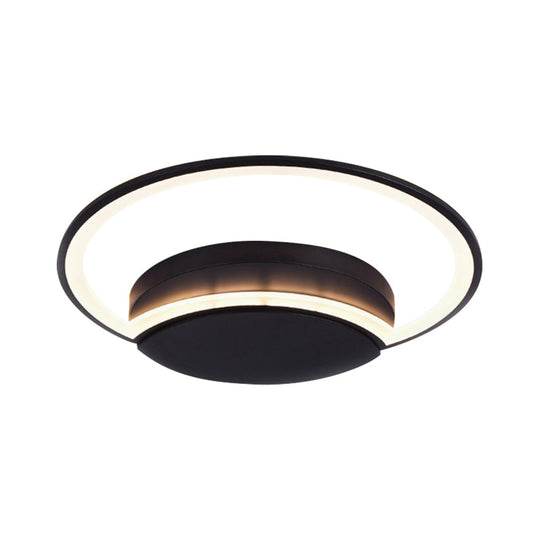 Led Bedroom Ceiling Light - 16’/19.5’/23.5’ Wide Circle Acrylic Shade In White/Black Warm/White