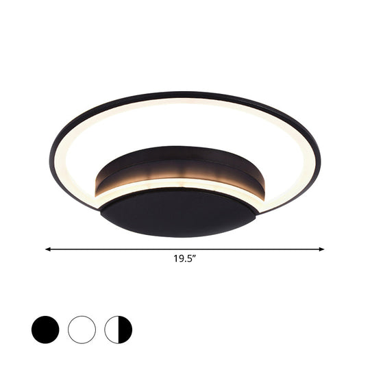 Led Bedroom Ceiling Light - 16’/19.5’/23.5’ Wide Circle Acrylic Shade In White/Black Warm/White