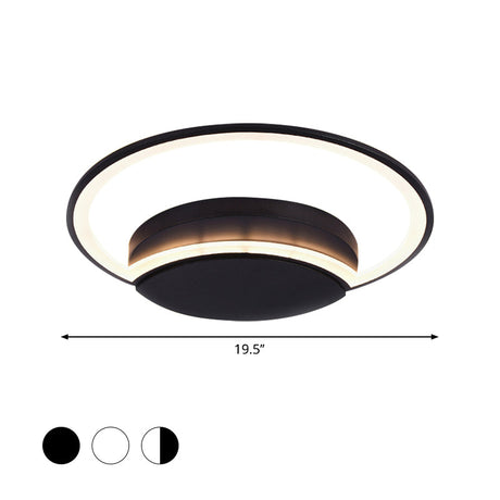 Led Bedroom Ceiling Light - 16/19.5/23.5 Wide Circle Acrylic Shade In White/Black Warm/White