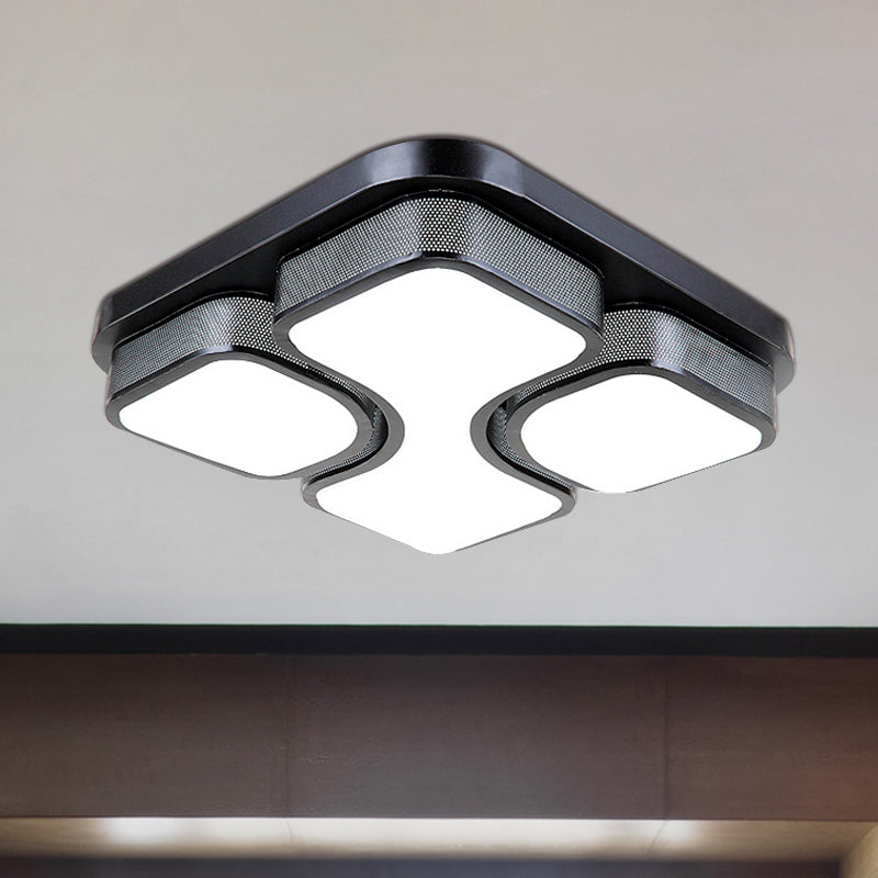Contemporary Squared Metallic Ceiling Mounted Led Light - 17/21 Black/White Flushmount Warm/White