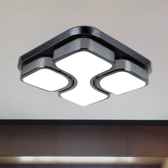 Contemporary Squared Metallic Ceiling Mounted Led Light - 17’/21’ Black/White Flushmount