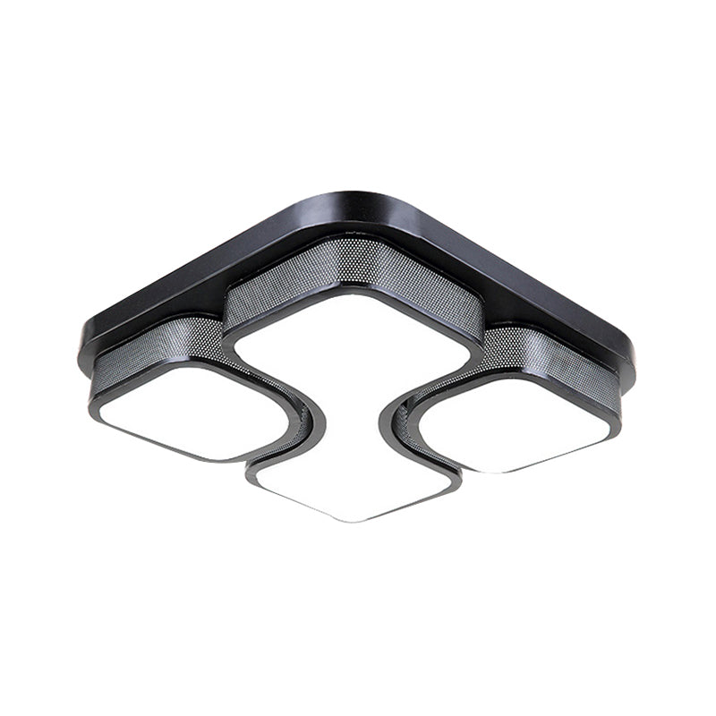 Contemporary Squared Metallic Ceiling Mounted Led Light - 17/21 Black/White Flushmount Warm/White