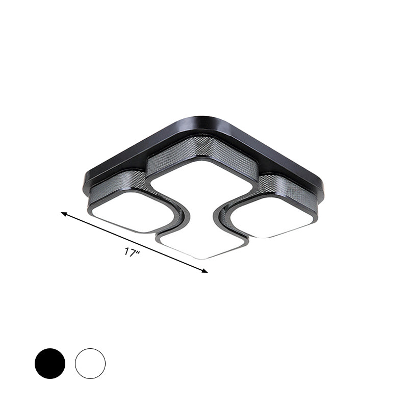Contemporary Squared Metallic Ceiling Mounted Led Light - 17/21 Black/White Flushmount Warm/White