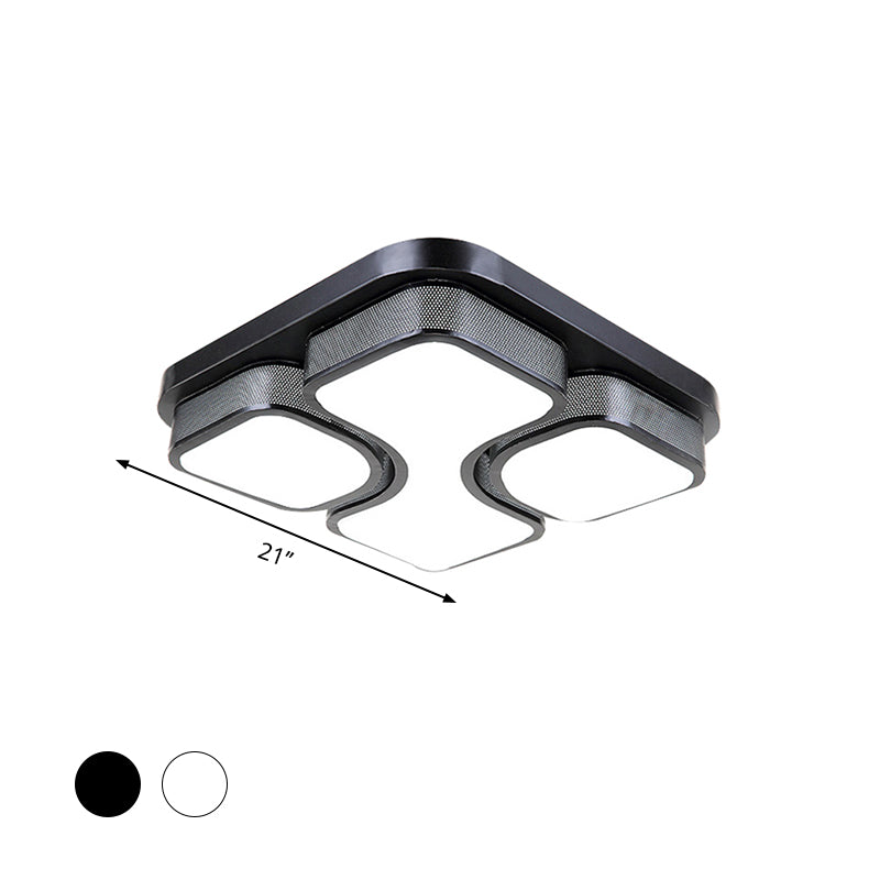 Contemporary Squared Metallic Ceiling Mounted Led Light - 17/21 Black/White Flushmount Warm/White