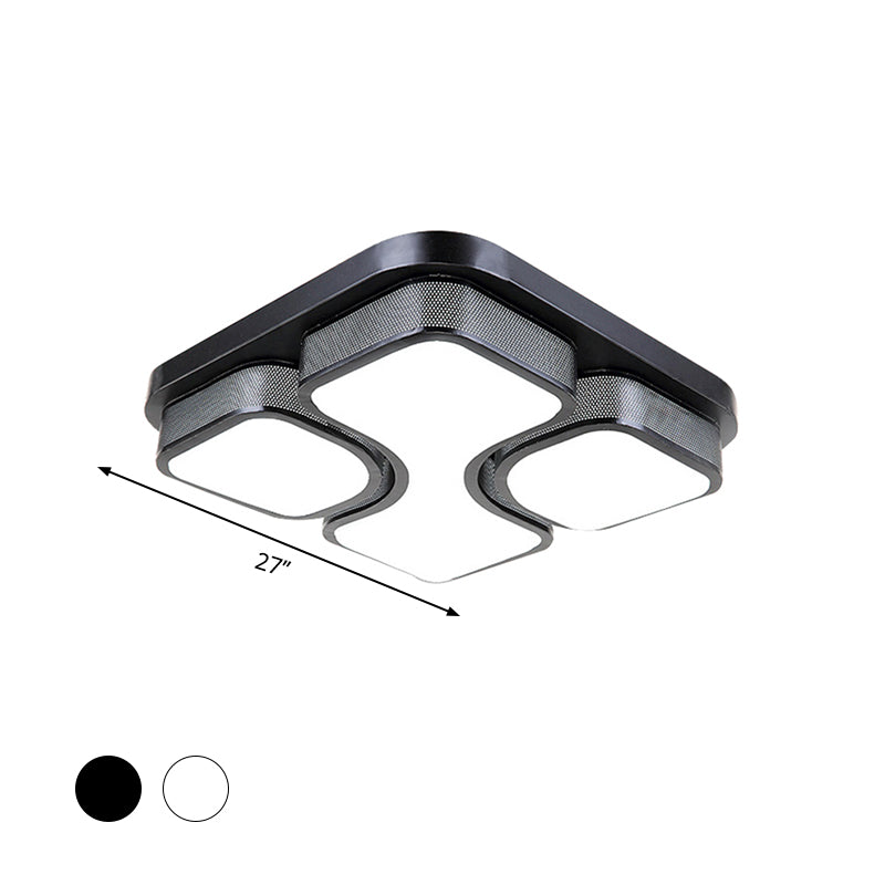Contemporary Squared Metallic Ceiling Mounted Led Light - 17/21 Black/White Flushmount Warm/White