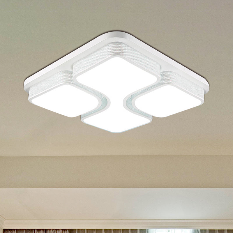 Contemporary Squared Metallic Ceiling Mounted Led Light - 17’/21’ Black/White Flushmount